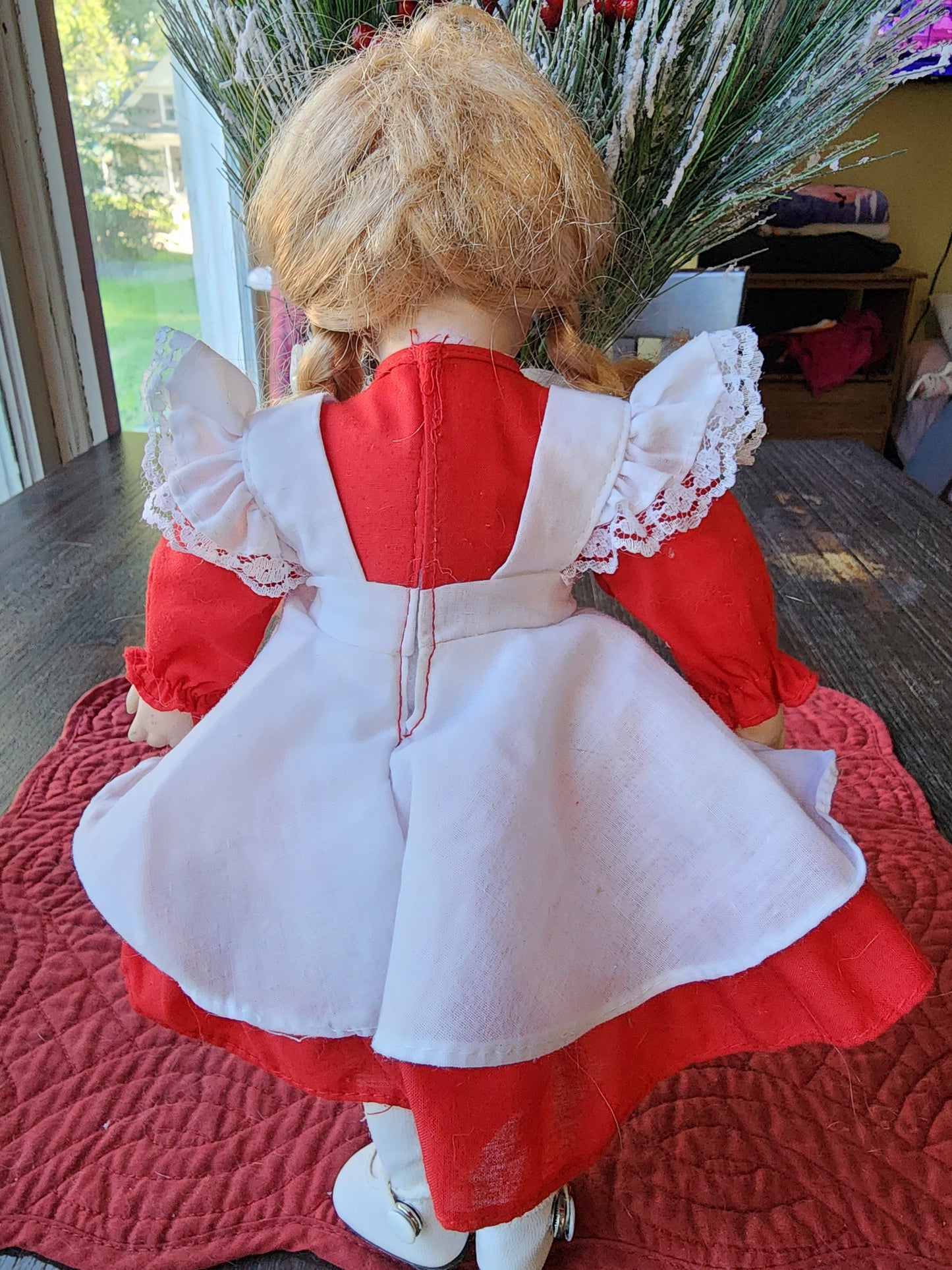 Elk Grove Village Christmas Peppermint Dress Blonde Hair Blue Eyes Doll