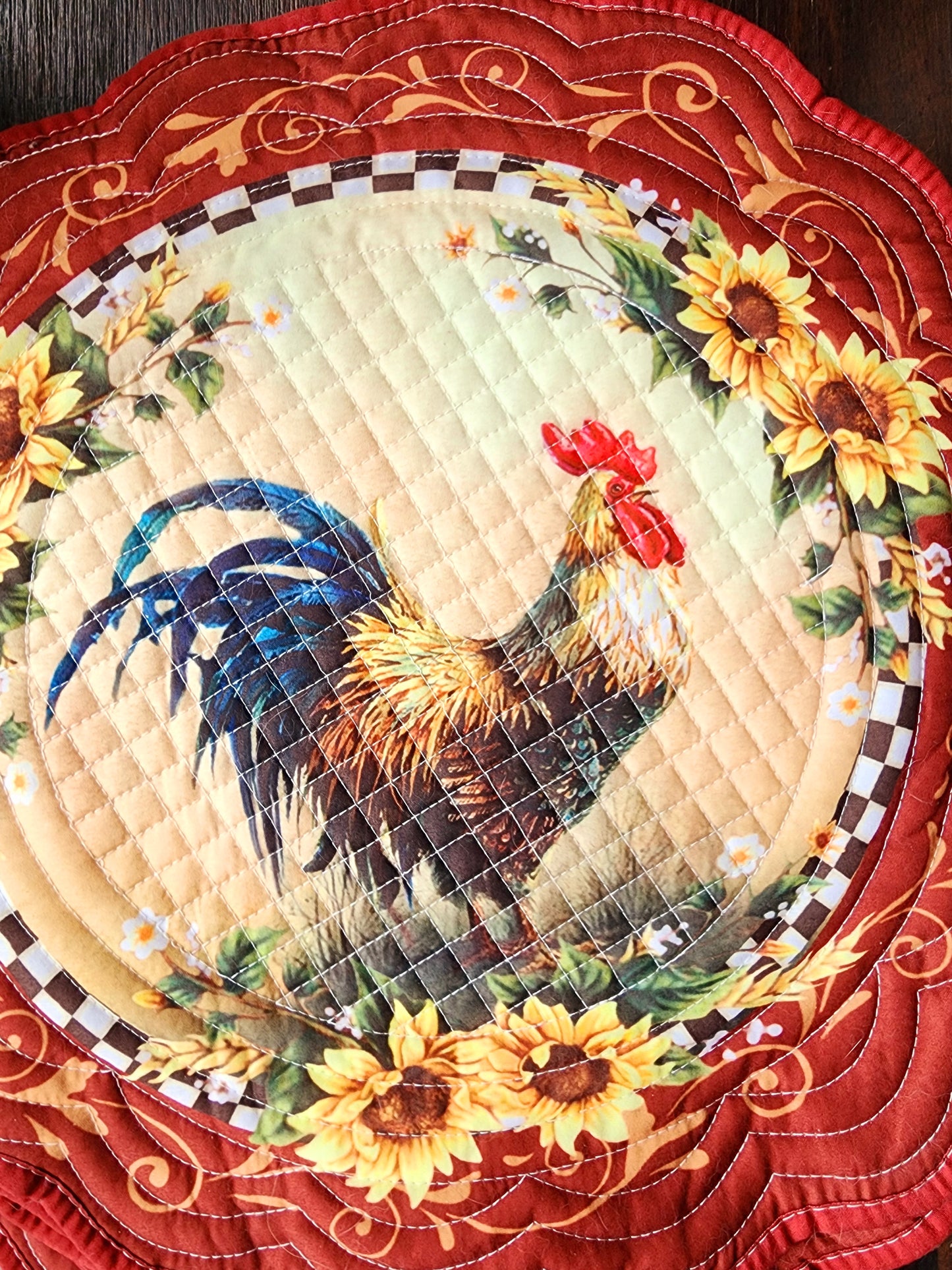 Vintage Rooster Kitchen Set - Candle Holders, 3 Candles, & Placemat Sets