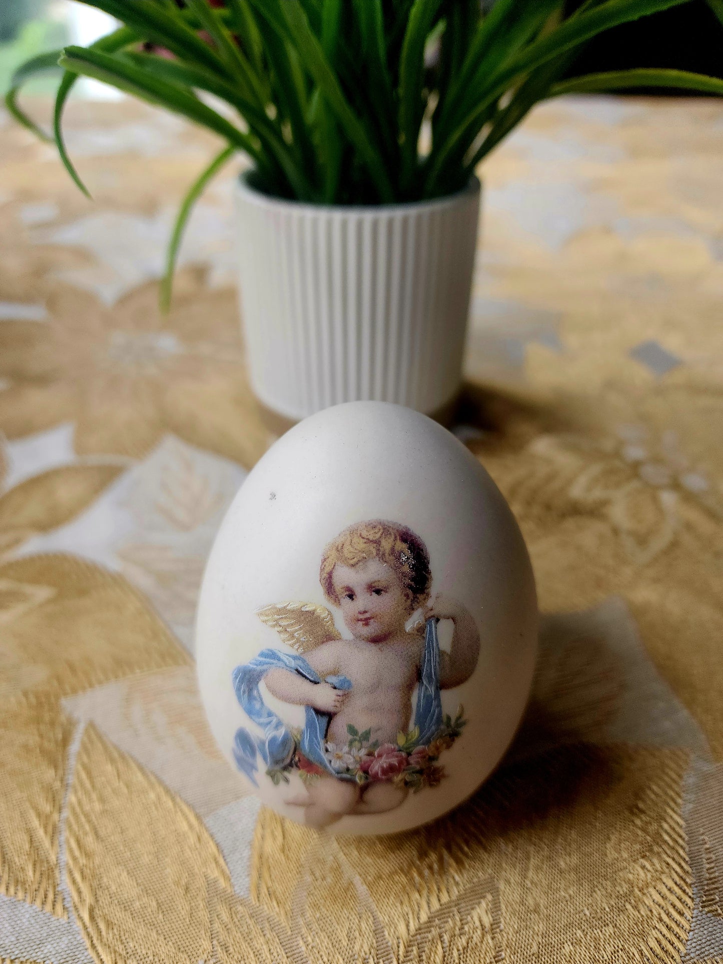 Cupid Angel Porcelain Egg Pomander 3" Womack's Collectibles
