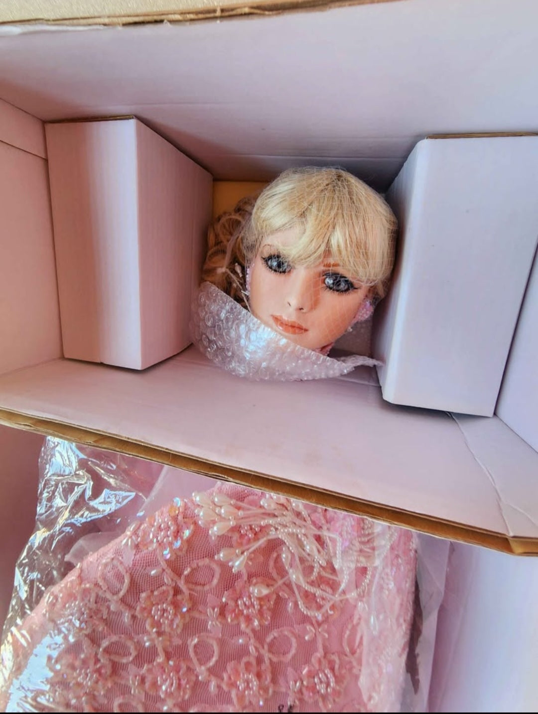 "Christa" Rustie Vintage Porcelain Doll w/, LPink Umbrella, Lmtd. Ed NIB Mint Condition