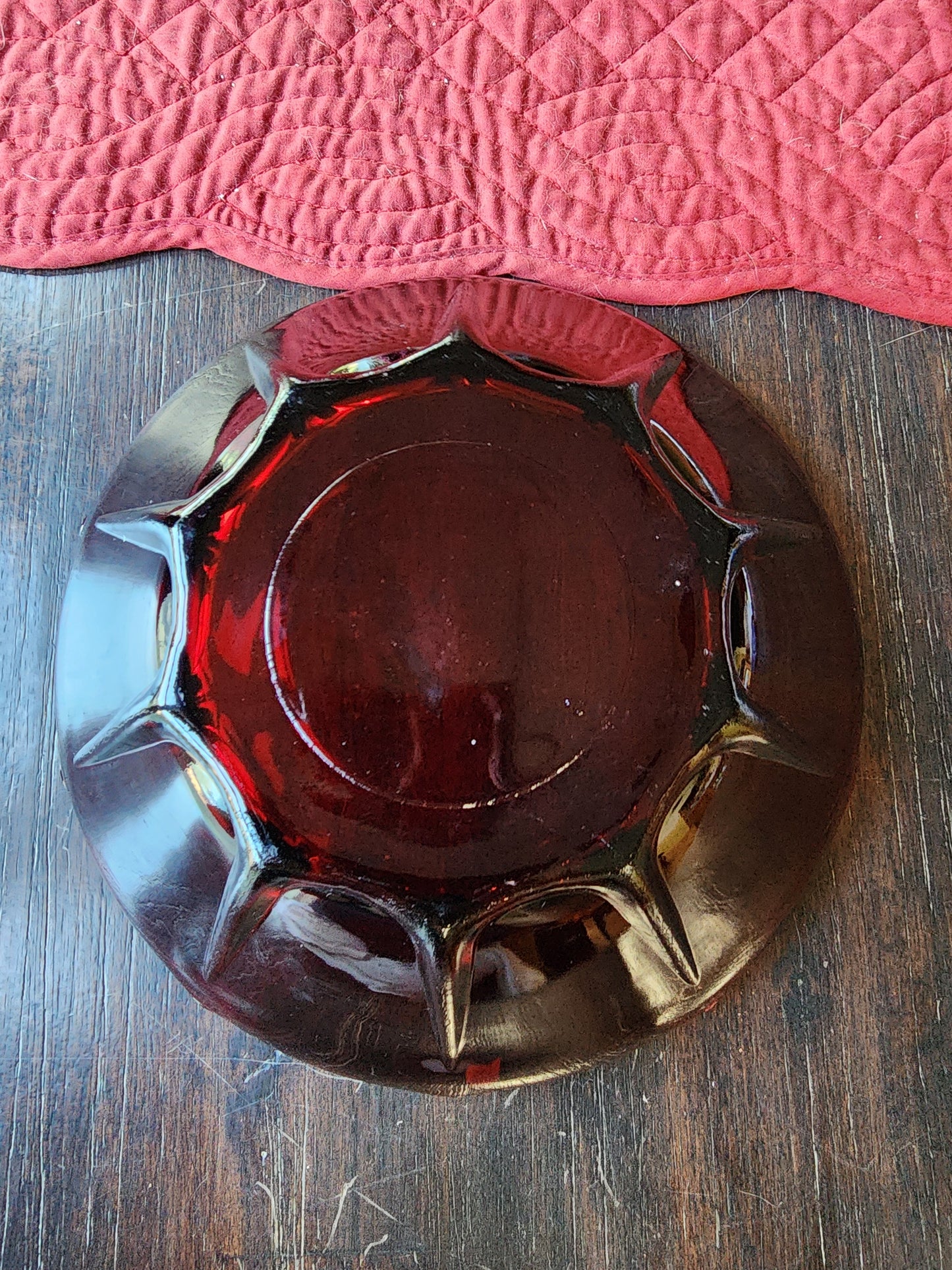 Vintage Glass Bowl Ribbed Wavy Edge 8" Serving Bowl Fruit Bowl