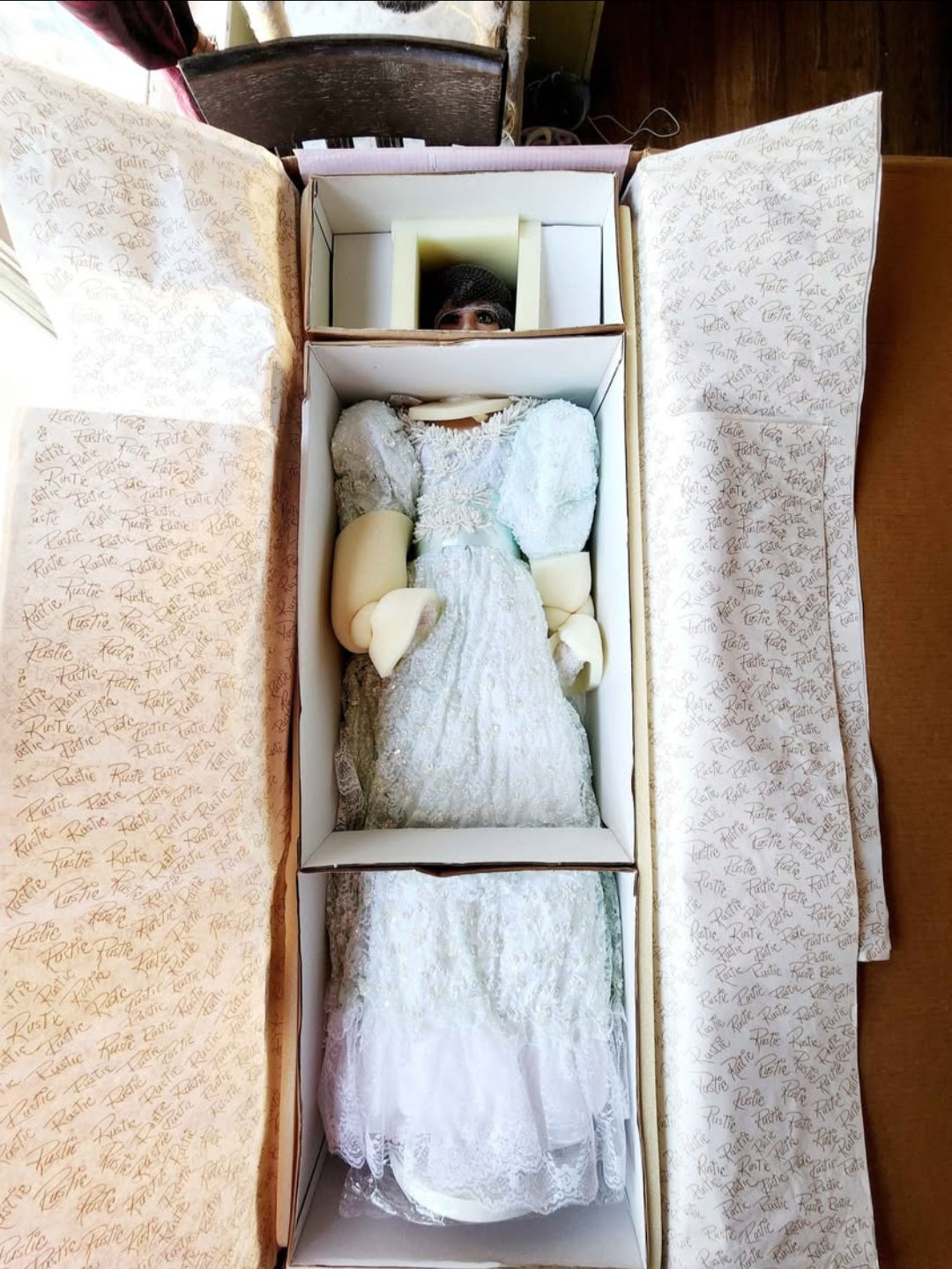 "Hallie" Artist Doll by Rustie 42" Large Doll, Fully Sequenced/Beaded Gown w/Hat, New In Box, Lmtd Edition #611/1000 COA, Large Doll