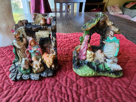 Miniature Nativity Scene Figurines - Mary, Joseph, Baby Jesus, Animals  #M306728